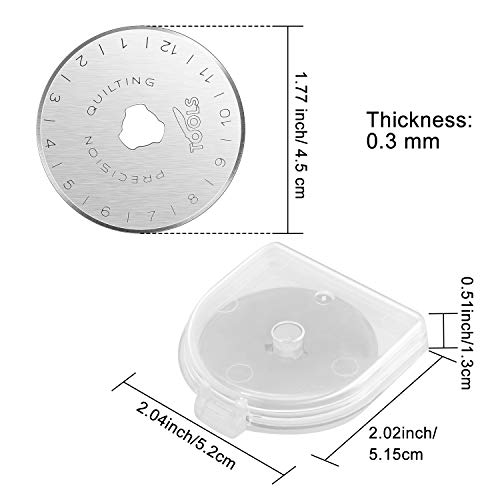 Mudder 45mm Rotary Cutter Blades 12 Pcs Replacement Rotary Blades for Arts Crafts Quilting Scrapbooking Sewing, 8 Types, Sharp and Durable