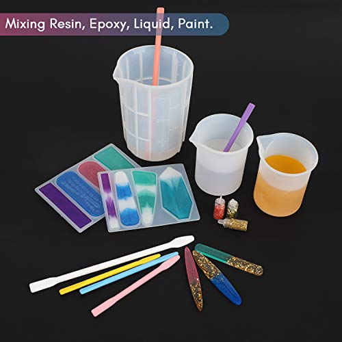 15PCS Silicone Measuring Cups Set, Mixing Cups for Epoxy, Resin Arts, Glue, Jewelry Casting Molds, Acrylic Paint Pouring, Cup Making, Waxing, Crafts, 5 Kinds Capacity(700/300/100/20/15ml) - size: X Large-700ml, 300ml, 100ml, 20ml, 15ml