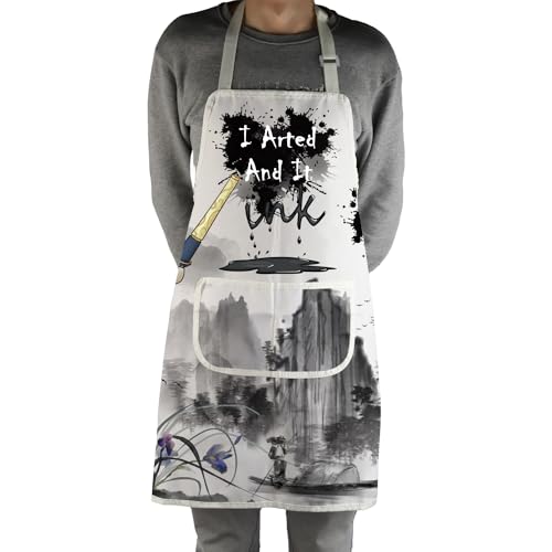 MBMSO Painting Artist Apron with Pockets Artist Painter Gifts Art Lover Gift for Art Teacher Student Painter Apron Waterproof - color: Inks Apron-w