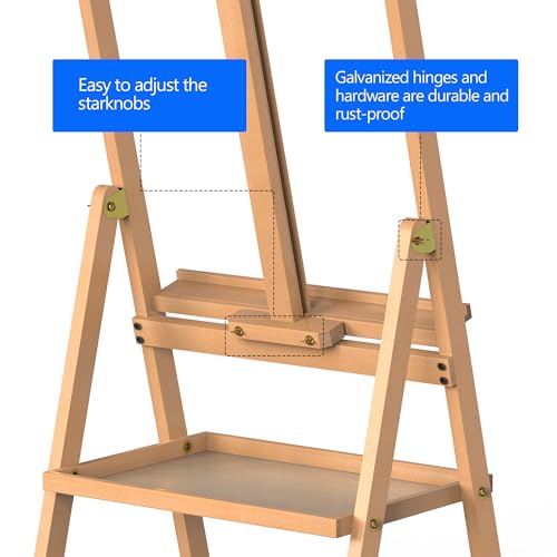Beech Wood H-Frame Art Easel Adjustable 58"-75" Professional Studio Easel with Storage, Holds Up to 36" Canvas - color: EASEL-B