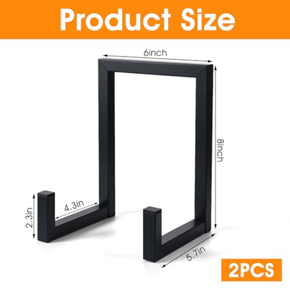 2 Pack Large Plate Stands for Display – 8 Inch Black Metal Easel Stands for Picture Frames, Books, Platters, Photos & Artwork – Industrial-Style Tabletop Display Holder (Iron, 6” x 5.7” x 8”)