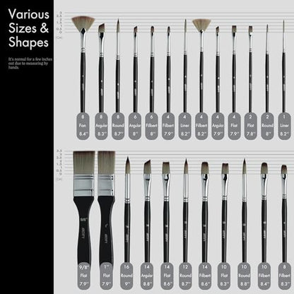 ARTIFY 24 Pieces Paint Brush Set, Expert Series, Enhanced Synthetic Art Supplies with Brush Holder and Palette Knife for Acrylic, Oil, Watercolor and Gouache Painting