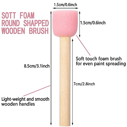 WHQXFDZ 40 Pieces 0.5 inch Round Sponge Foam Brush Set Paint Brush Wooden Handle Foam Brush Sponge Painting Tools for Painting Crafts(0.5inch) - size: 0.5inch