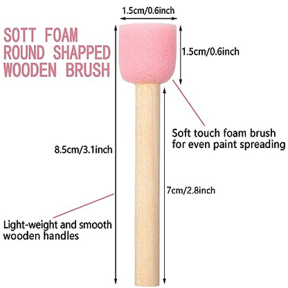 WHQXFDZ 40 Pieces 0.5 inch Round Sponge Foam Brush Set Paint Brush Wooden Handle Foam Brush Sponge Painting Tools for Painting Crafts(0.5inch) - size: 0.5inch