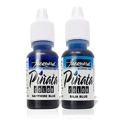 Alcohol Inks Blues Bundle, Sapphire Blue and Baja Blue and 10x Pixiss Ink Blending Tools - color: Blues