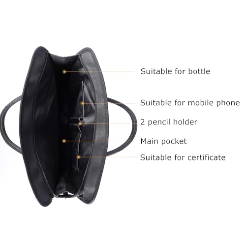 Oxford Document Bag with Handle and Meeting Office Organizer Handbag Briefcase for Carrying Paper Files 1 Pack Black