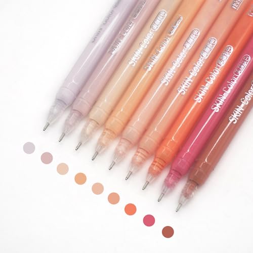 Gel Pens with 0.6mm Fine Point, 9 Colors Acrylic Drawing Gel Pen - color: Colour of Skin