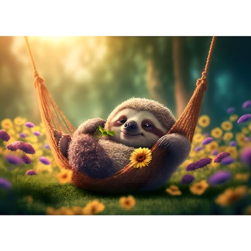 MOGTAA Sloth Playing on The Swing Diamond Art Kits for Adults, Sloth Diamond Painting Kits for Beginners, DIY 5D Diamond Dots Kits Landscape Painting Craft for Home Art Decor 12x16 inch - color: Sloth