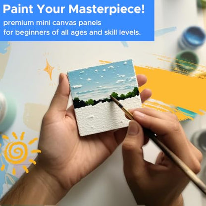 Mini Canvas for Painting 4x4 inch, 72 Pack Small Paint Canvases Bulk | Acrylic Oil Painting Canvases, Blank Canvas Panels, Gesso Primed Acid-Free 100% Cotton - size: 4"x4" - 72pcs