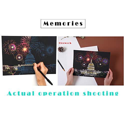 DESINIK Scratch Painting Art for Adults -Scratch Painting Foil Art for Adults, Scratchboard Set(A4) with 4 Tools & 8 Sheets,City Series Creative Gifts(Sakura) - color: Sakura