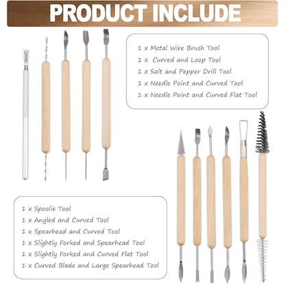 LINPHCEY 11-Piece Clay Sculpting Tools Set Perfect for Polymer Air Dry Modeling Clay Beginners & Professionals Ideal for DIY Pottery & Ceramics Tools for Clay Sculpey Sculpting & Crafting
