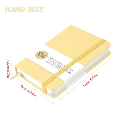 Mix Media Pad,3.5"x5.5" Small Hardcover Leather Art Sketchbook,60 Sheets(112lb/180gsm) Heavyweight Acid Free Artistic Painting Drawing Sketching Paper, Handy Pocket Journal Sketchbook.Lemon Yellow - color: 180gsm-lemon yellow