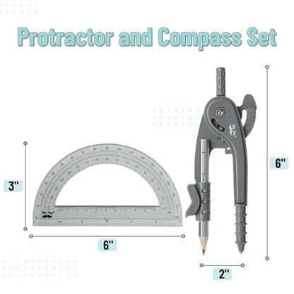 Mr. Pen- Geometry Compass and Protractor Set, 6 Inch Compass - color: Shuttle Grey, size: 1 Set