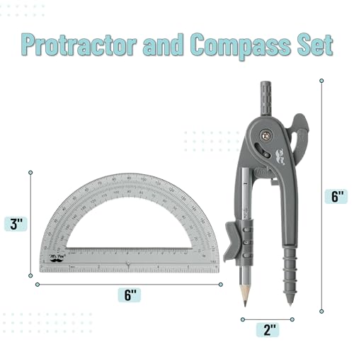 Mr. Pen- Geometry Compass and Protractor Set, 6 Inch Compass - color: Shuttle Grey, size: 1 Set