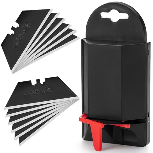 Bates- Utility Knife Blades with Dispenser, 100 Pack, Carbon Steel, Black, Box Cutter Blades, Utility Razor Blades Utility Knife - color: Black With Dispenser, size: 100 Pack