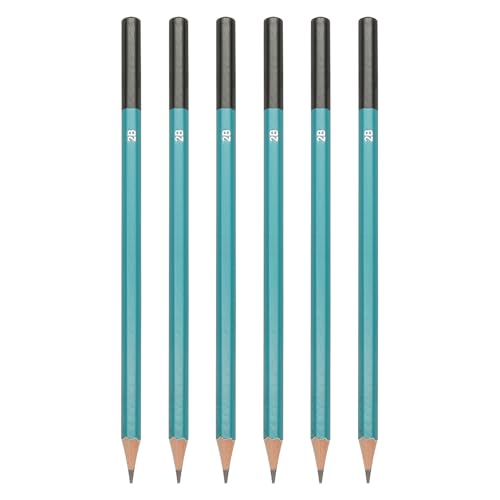 PATIKIL 2B Drawing Pencils for Sketching, 6PCS Sketch Pencils for Drawing Art Pencils Graphite Wood Pre-sharpened for Drawing Sketching Artist, Hexagonal, Black Refill, Green/Black Pole - style: 2B