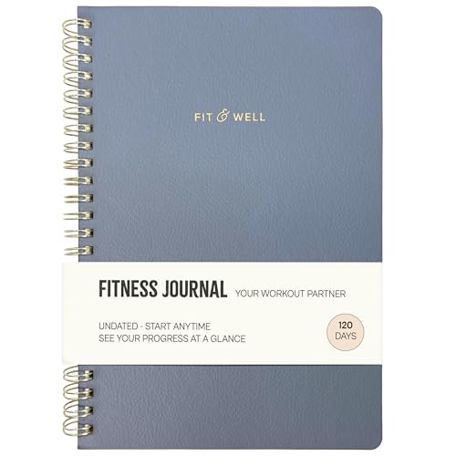 Fitness Journal for Women - Track Workouts, Meals, and Weight Loss, Undated, Fits 120 Workouts, Dusty Blue, 6 x 8.5 Inches - color: Dusty Blue