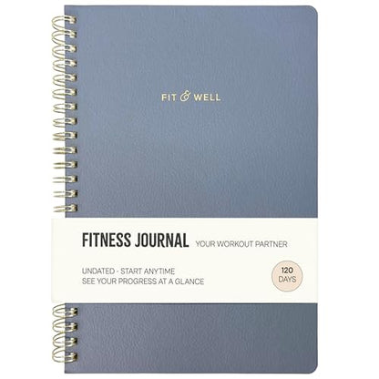 Fitness Journal for Women - Track Workouts, Meals, and Weight Loss, Undated, Fits 120 Workouts, Dusty Blue, 6 x 8.5 Inches - color: Dusty Blue