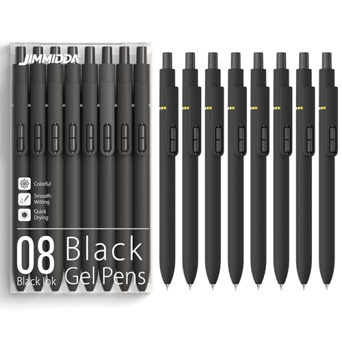 0.7mm Gel Pens Black Ink, 8 Pack Retractable Pens with Fidget Clip - color: Black -8Pcs Black Ink