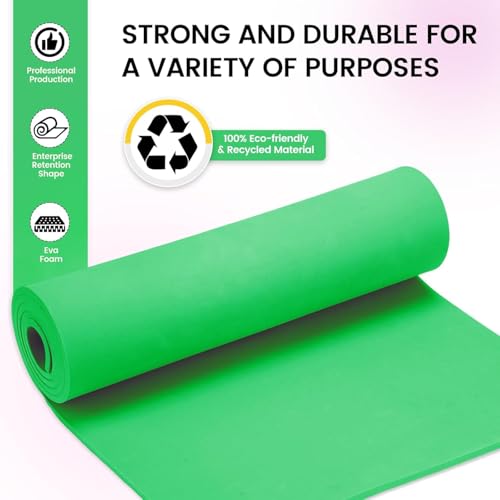 Do²ping Green Eva Foam Sheets Roll, 3mm EVA Craft Foam 49''x13.5'' High Density 86kg/m3 for Halloween Cosplay DIY - color: Green, size: Thickness 3mm