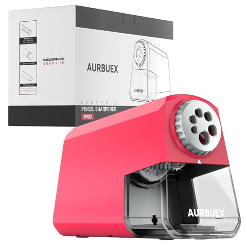 Heavy Duty Electric Pencil Sharpener-6-Hole for 6-12mm Pencils,Auto Start/Stop,Fast 4s Sharpening,Zinc Alloy Blade,10,000+ Sharpenings-Ideal for Classroom,Office & Art Use,Pink(S260) - color: Pink
