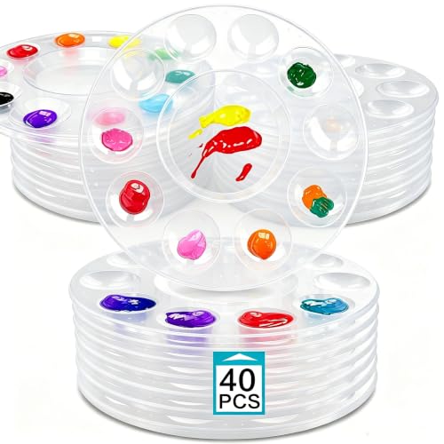 Hulameda 40pcs Clear Art Paint Tray Palette for Kids or Pupils to Painting | Plastic Pallet for DIY Craft,Play Party at Home,Kindergarten or School - color: 40pcsclear