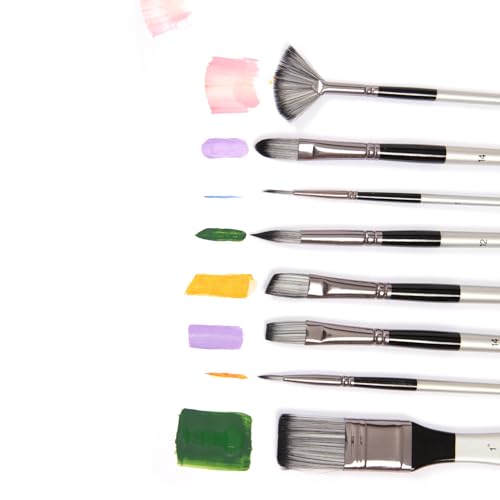 Paint Brushes Set, 24 Pcs Artist Paint Brush Set with Nylon Bristles, Wooden Handles, Roll-Up Canvas Case and Palette Knife for Acrylic, Watercolor, Oil, Gouache, Canvas Painting, Silver Gray - color: Silver Gray