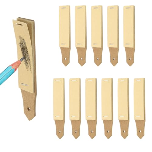 PATIKIL 12 Pcs Sandpaper Pencil Sharpener, Pencil Pointer Sharpening Sketch Small-Pointed Art Drawing Tool for Artists, Art Supplies, Pastel Sticks, Drawing Crayons, Charcoal Pencil, Brown