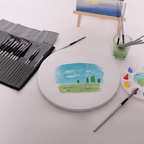 Paint Brushes Set, 24 Pcs Artist Paint Brush Set with Nylon Bristles, Wooden Handles, Roll-Up Canvas Case and Palette Knife for Acrylic, Watercolor, Oil, Gouache, Canvas Painting, Silver Gray - color: Silver Gray