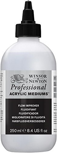 Winsor & Newton Professional Acrylic Medium, Flow Improver, 250ml | Reduces surface tension to improve paint flow, minimize brush marks, and support fine detail without thinning color. - color: Flow Improver, style: 250ml (8.5-oz)