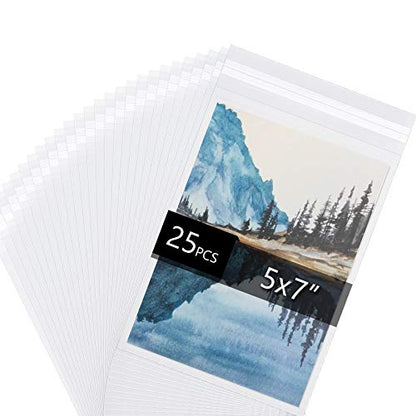 25 Pack Acid Free Crystal Sealed Clear Bags for 5x7 Art Prints, Photos | 1.496mil (Single Side), 5 1/2 Inches by 7 5/9 Inches - size: 5 inch x 7 inch