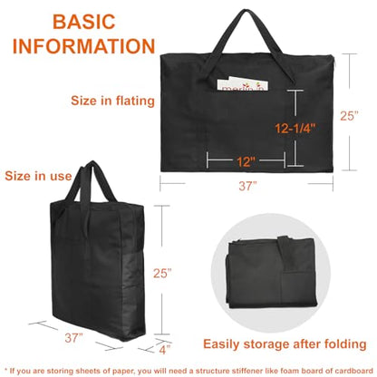 Cupohus 25" x 37" Lightweight Art Portfolio Bag (Edition 2.0) with Outer Pockets and Handle, Student Carry Transport Storage Bag for 24" x 36" Artworks - size: 25" x 37" x 4"