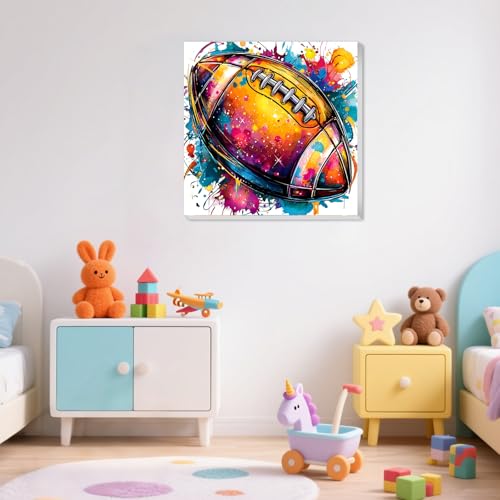 XTCIXAL Paint by Numbers Kit for Kids with Frame, Football, 8X8 inch - color: 03-Football