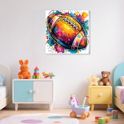 XTCIXAL Paint by Numbers Kit for Kids with Frame, Football, 8X8 inch - color: 03-Football