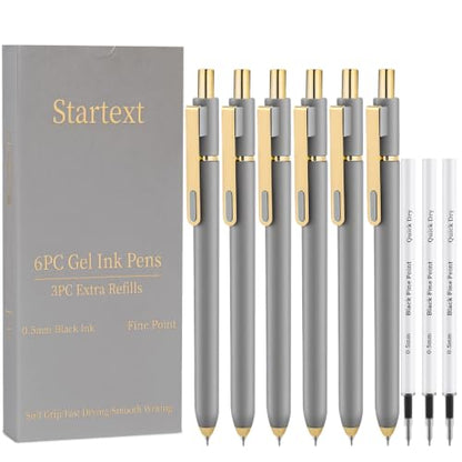 6Pcs Gel Pens-0.5mm Fine Point Black Ink with 3 Extra Refills, Soft Comfortable Grip,Smooth Fluent Writing,Retractable Design for Men Journal,Business Office and Nurse Note Taking (Gray) - color: Gray