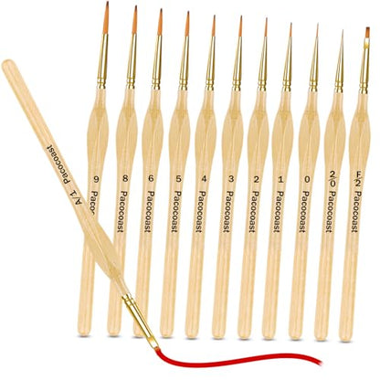 Detail Paint Brushes Set, 12PC Miniature Brushes for Fine Detailing & Art Painting, Small Tiny Paint Brush Perfect for Acrylic, Paint by Number, Figurine, Craft, Models (Wood) - color: Wood