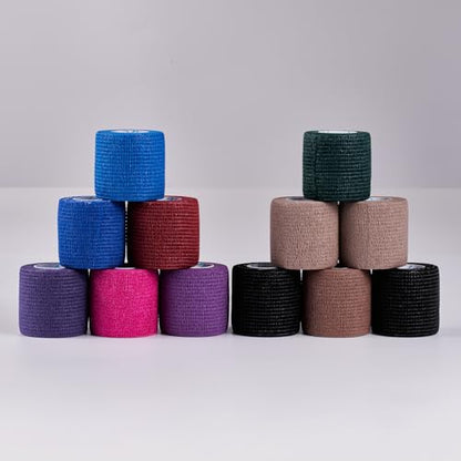 OK TAPE 12 Rolls Self Adhesive Bandage Wrap, Cohesive Elastic Athletic Tape - color: Midnight, size: 2 Inch