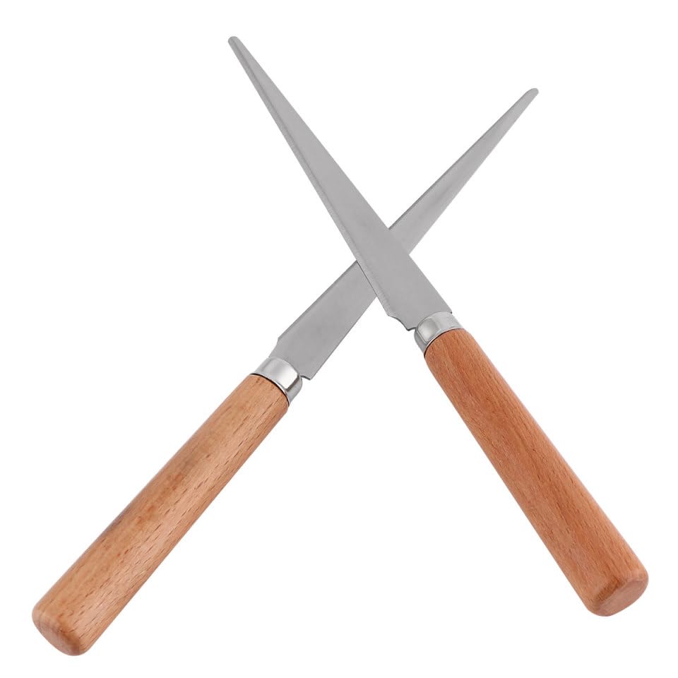 FAVOMOTO 2Pcs Fettling Knife for Clay Wooden Handle Pottery Trimming Tool for Ceramic Repair Sculpture Carving Art Tool for Modeling Ceramics and Pottery Projects 8.26 in
