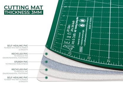Elan Cutting Mat 36x72 Green, Extra Large Self Healing Cutting Mat 36 x 72 Inch, 5-Ply Craft Board Green, Hobby Board for Sewing and Quiltin - style: 72 x 36"