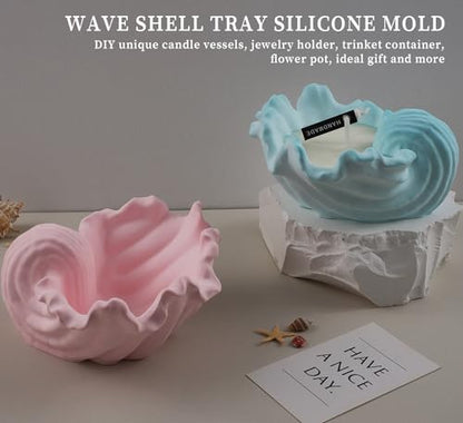 Wehous Unique Holder Resin Molds Silicone, Wave Shell Tray Silicone Mold, Bowl Epoxy Resin Casting Mold for DIY Jewelry Plate Candle Holder Candy Container Storage Craft Gift - color: Wave Shell Tray