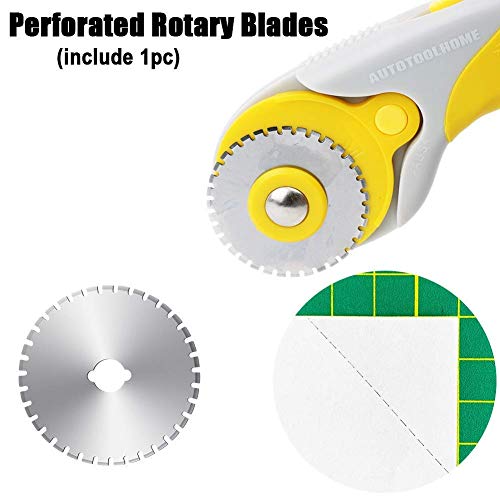 AUTOTOOLHOME 45mm Perforation Rotary Cutter Blades, 5PCS Skip Stitch Blades | Skip-stitch Rotary Blades for Perforating Paper and Fabric Edges for Crochet, Fleece Blankets and Crafts Perforator Tool
