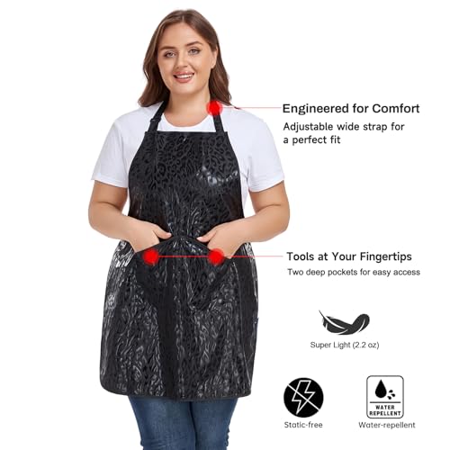 PERFEHAIR Hair Stylist Apron for Women | Lightweight, Hair & Water Repellent with Pockets | Adjustable for All-Day Comfort - color: Black