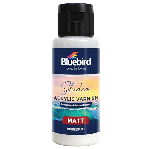BLUEBIRD Studio Acrylic Varnish, Matt, 3.38 Fl Oz (100ML), Non-Yellowing, Non-Toxic, Anti-Crazing, Basic Varnish for Pro Artists, Hobby Painters & Kids