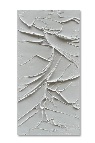 NANKAI Art Hand Painted White Canvas Wall Art 60x30 inch Large Abstract Modern Oil Painting Contemporary Textured Wall Art Minimalist Art Home Decor - color: Nkhb125