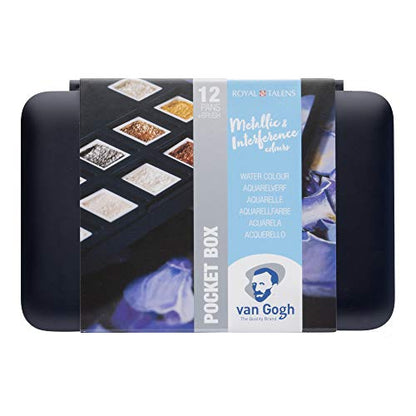 Van Gogh Watercolor Paint Set, Plastic Pocketbox, 12-Half Pan Specialty Metallic & Interference Colors Selection - color: 12 Metallic/Interference (Plastic Pocketbox), style: Half Pan