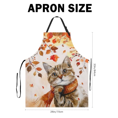 Imiss Waterproof Stain-Resistant Cooking Chef Aprons for Grill BBQ Baking 27 X 31 Inch - color: Fall Cat