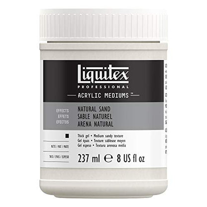 Liquitex Professional Effects Medium , 237ml (8-oz), Natural Sand | Highly Flexible, Adhesive, Dries to Matte Beach Sand Finish, Appears Opaque/Semi-Opaque, Slight Grey Color, Fine Grain Size - color: Natural Sand, size: 8 Fl Oz (Pack of 1), style: 8-oz