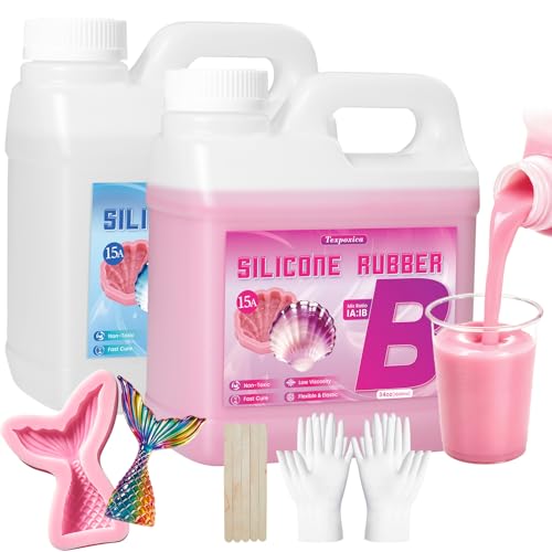 Silicone Mold Making Kit 68oz, 15A Platinum Silicone Rubber, Pink | Super Elastic Liquid Silicone for Mold Casting of Resin, Soap, Candle, Wax, Concrete, Clay, Fast cure