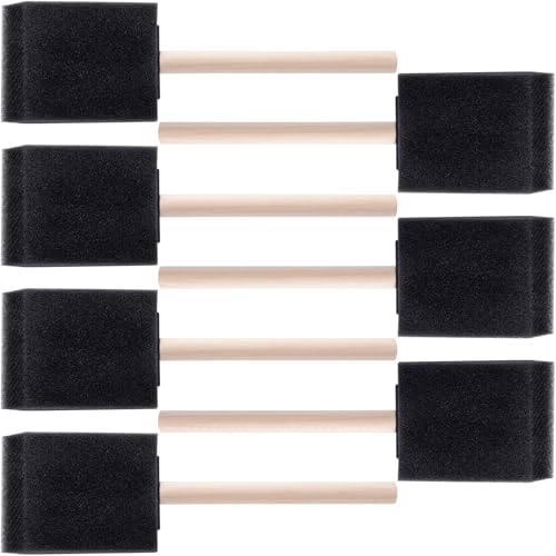 HINZIC 7 Pcs 2 inch Foam Paint Brush, Wood Handle Sponge Brushes - color: Black-2inch,7pcs