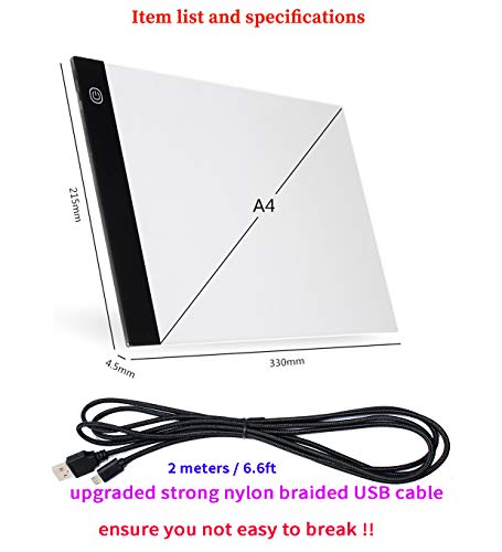A4 Ultra-Thin Portable LED Light Box Tracer USB Power LED Artcraft Tracing Light Pad Light Box for Artists,Drawing, Sketching, Animation